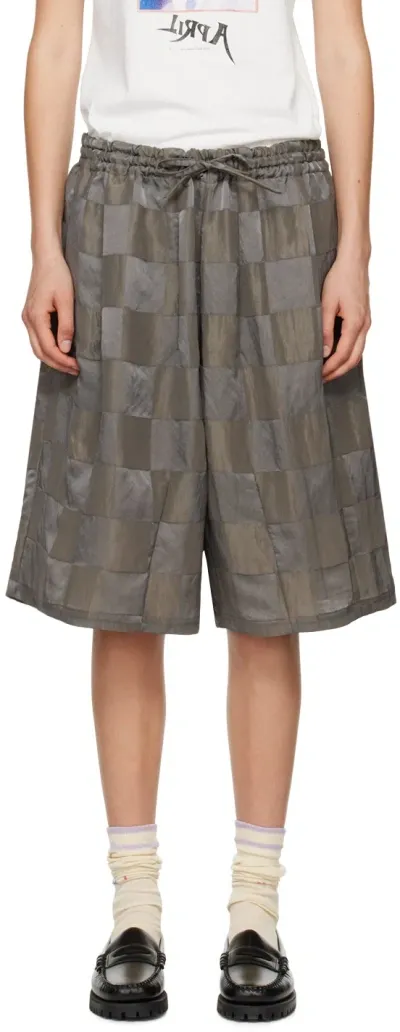 Needles Gray Check Shorts In A-grey