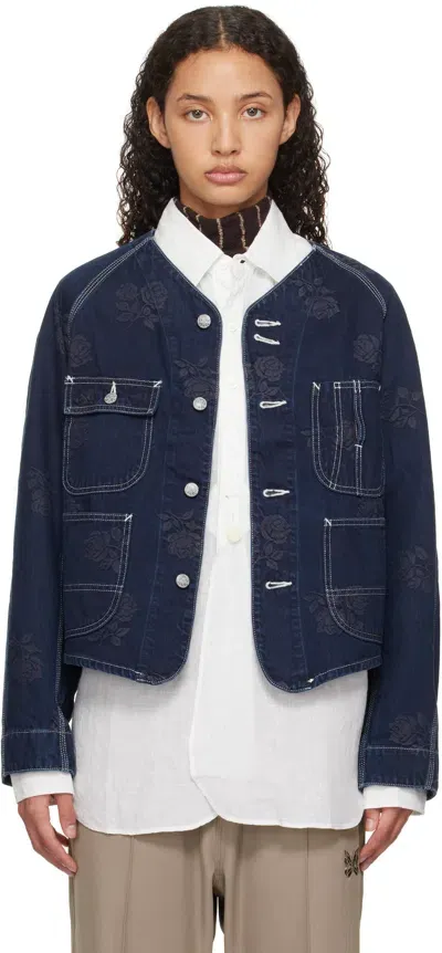 Needles Indigo Short Coverall Denim Jacket In A-indigo