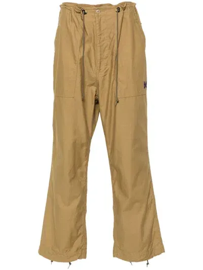 Needles Logo-embroidered Trousers In Brown