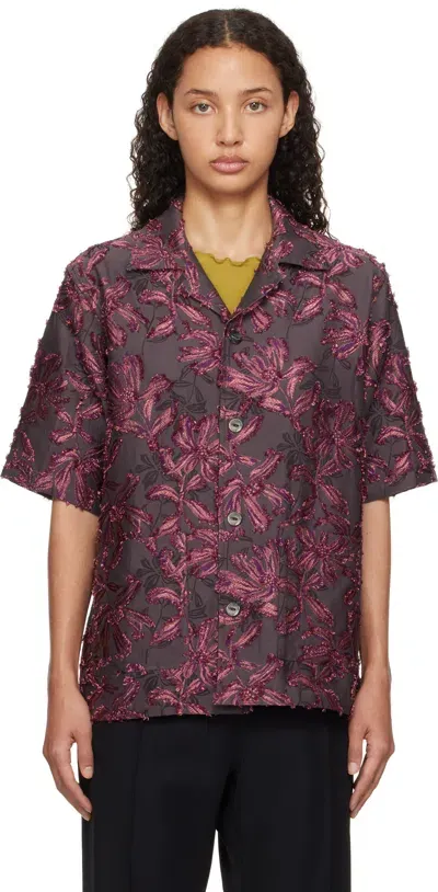 Needles Purple Cabana Shirt In B-charcoal