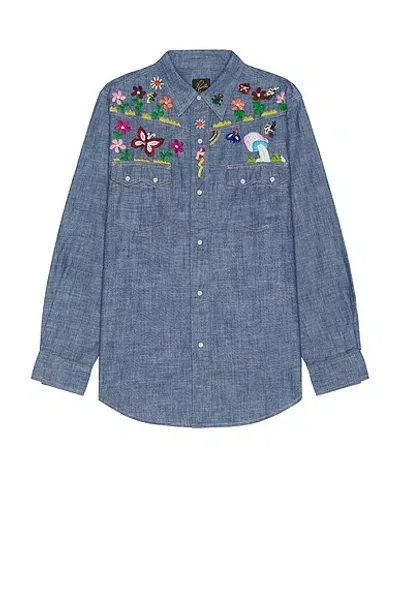 Needles Western Shirt In Blue