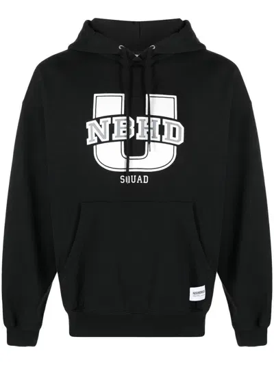 Neighborhood Logo-print Cotton Hoodie In Black