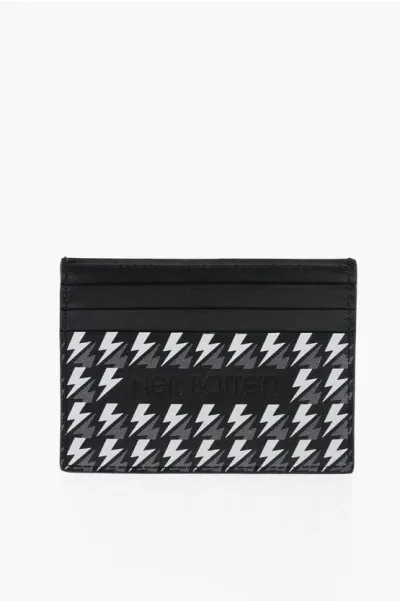 Neil Barrett All-over Thunderbolt Printed Leather Card Holder