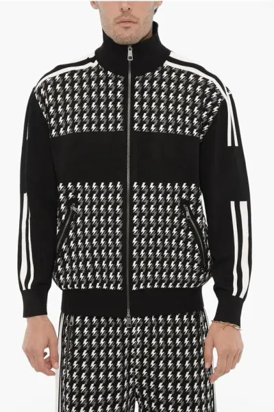 Neil Barrett Blouson Fit Embroidered Sweater In Black