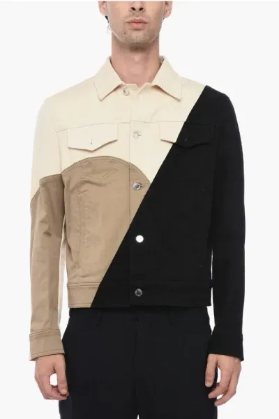 Neil Barrett Color Block Stretch Denim Jacket In Black