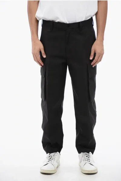 Neil Barrett Cotton Blend Fireman Loose Fit Cargo Pants In Black