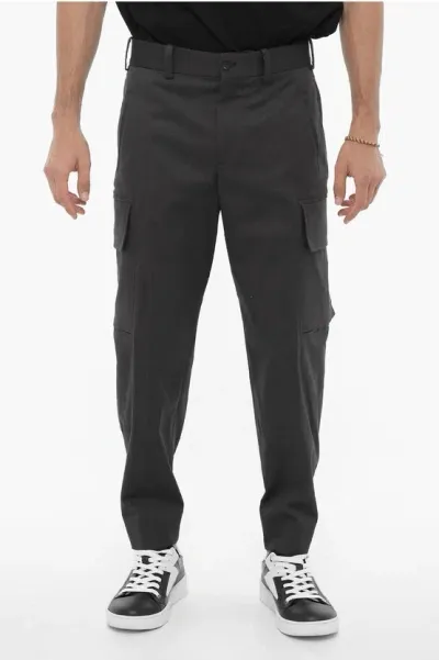 Neil Barrett Loose Fit Cargo Pants With Drawstring Waist In Gray