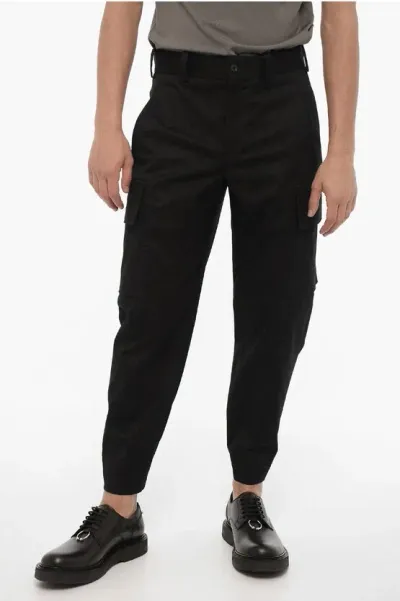 Neil Barrett Loose Fit Fireman Cargo Pants With Ankle Button In Black