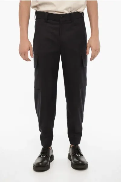 Neil Barrett Loose Fit Fireman Cargo Pants With Ankle Button In Black