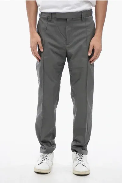 Neil Barrett Low-rise Clean Cotton Blend Chinos Pants In Gray