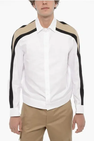 Neil Barrett Piquet Cotton Bomber Modernist Shirt In White