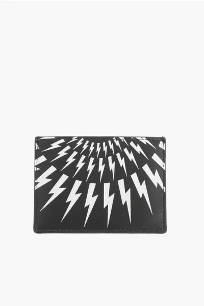 Neil Barrett Thunderbolt Printed Card Holder In Black