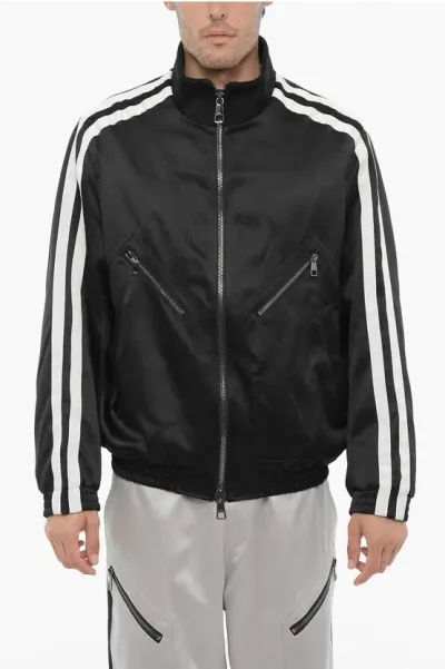 Neil Barrett Satin Slim Fit Lightweight Bomber Jacket In Black