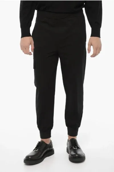 Neil Barrett Skinny Fit Cargo Pants With Drawstring Waist In Black