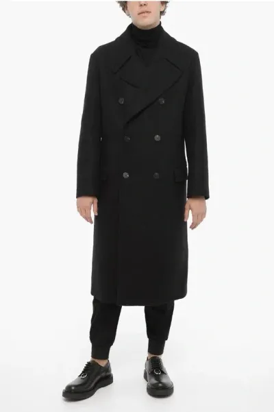 Neil Barrett Slim Fit Double Breasted Coat In Black