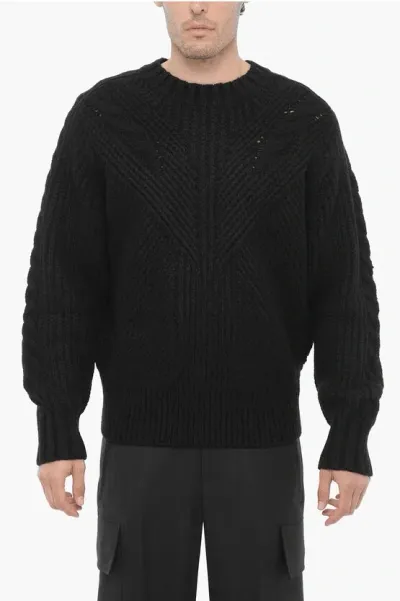 Neil Barrett Solid Color Bomber Fit Crew-neck Sweater In Black