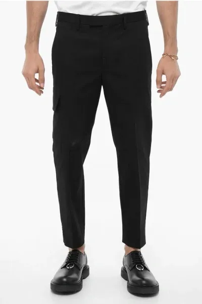 Neil Barrett Stretch Cotton Skinny Fit Nate Cargo Pants In Black