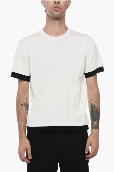 Neil Barrett Technical Fabric Loose Fit T-shirt With Contrasting Edges In White