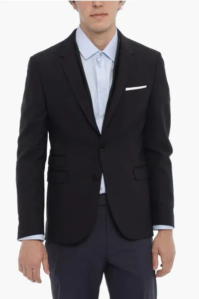 Neil Barrett Two-buttons Blazer With Double Side Split In Black