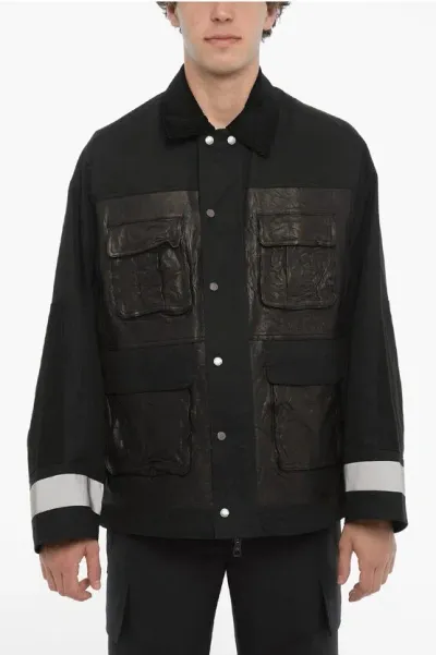 Neil Barrett Utility Jacket With Rib Collar In Black