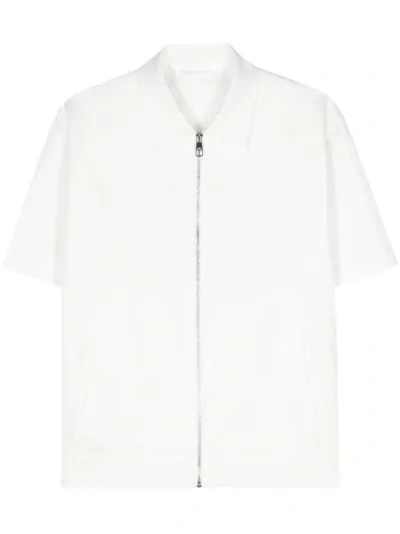 Neil Barrett Bomber Harrington Zip-up Shirt In White