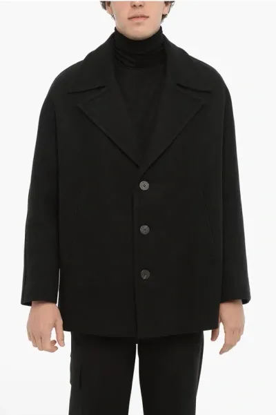 Neil Barrett Wool Blend Oversized Peacoat In Black