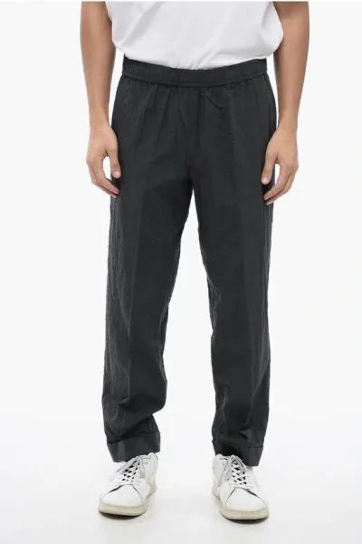 Neil Barrett Wrinkled Cotton Rem Slim Fit Pants In Black