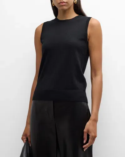 Neiman Marcus Cashmere Sleeveless Shell In Black