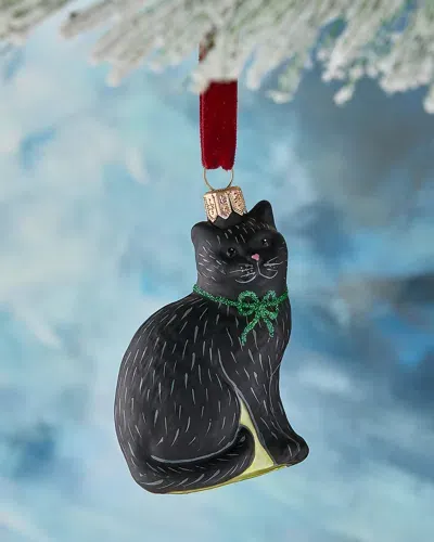 Neiman Marcus Glass Black Cat Ornament