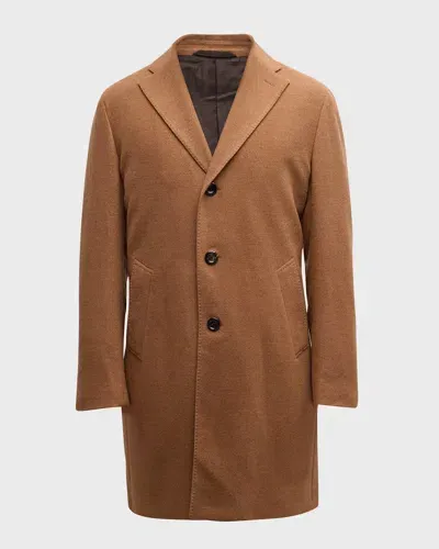 Neiman Marcus Men's 14.5 Micron Wool Topcoat In Multi