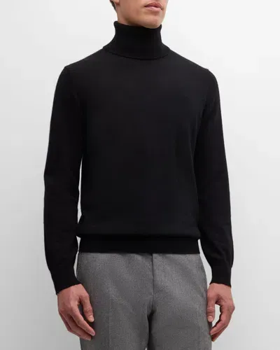 Neiman Marcus Men's Cashmere Turtleneck Sweater In Black