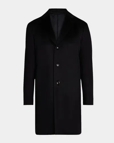 Neiman Marcus Men's Solid Cashmere Topcoat In Black