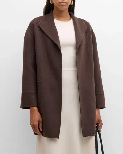 Neiman Marcus Open-front Cashmere Car Coat In Chocolate