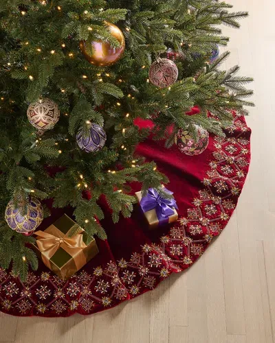 Neiman Marcus Spiritual Christmas Tree Skirt In Red