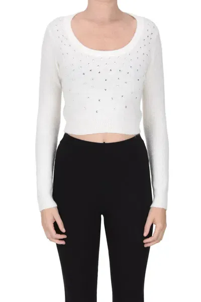 Nenette Embellished Cropped Pullover In Ivory