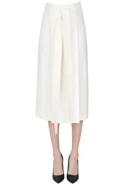 Nenette Viscose And Wool Midi Skirt In Ivory