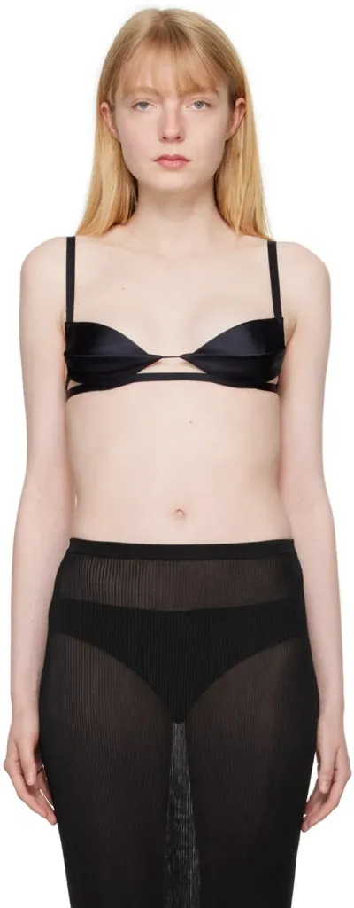 Nensi Dojaka Double-petal Satin Bra Top In Black