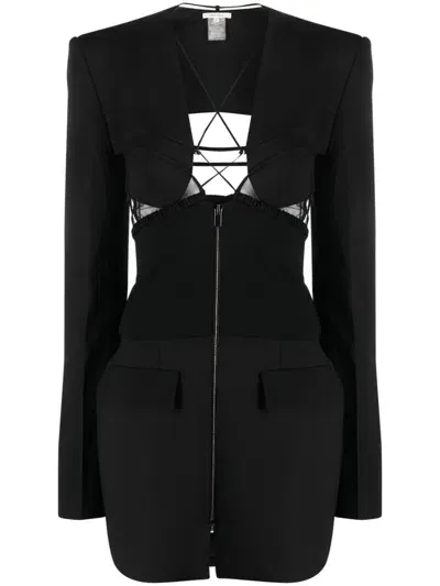 Nensi Dojaka Hybrid Jacket Mini Dress In Black