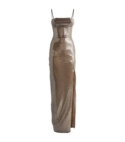 Nensi Dojaka Embellished Kendall Maxi Dress In Brown