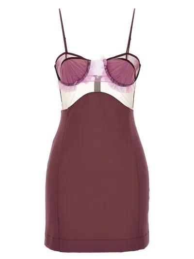 Nensi Dojaka Ruched Bustier Mini Dress In Purple