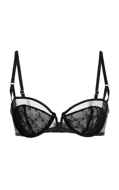 Nensi Dojaka For Calvin Klein Flocked Balconette Bra In Black,white