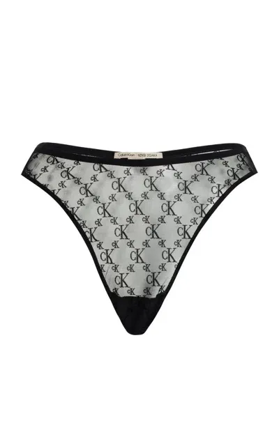 Nensi Dojaka For Calvin Klein Hl Flocked High-rise Bikini Briefs In Black,white