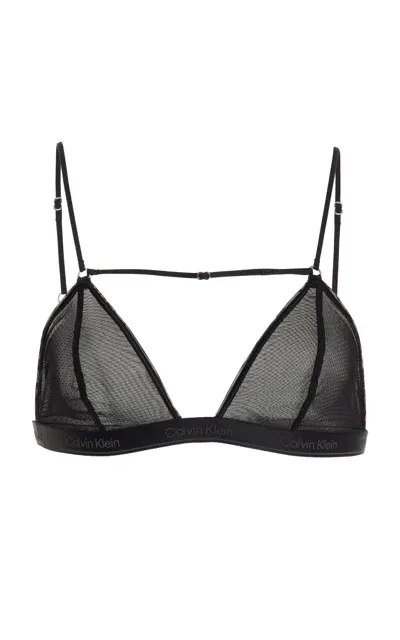 Nensi Dojaka For Calvin Klein Mesh Triangle Bra In Black