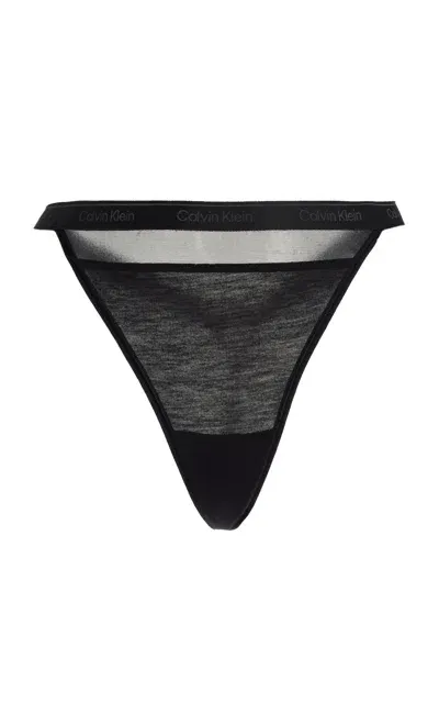 Nensi Dojaka For Calvin Klein Modal-cashmere Thong In Black