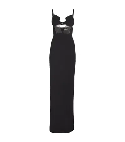 Nensi Dojaka Padded Bralette Maxi Dress In Black