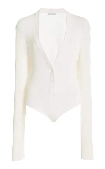 Nensi Dojaka Ribbed Bodysuit Cardigan In White