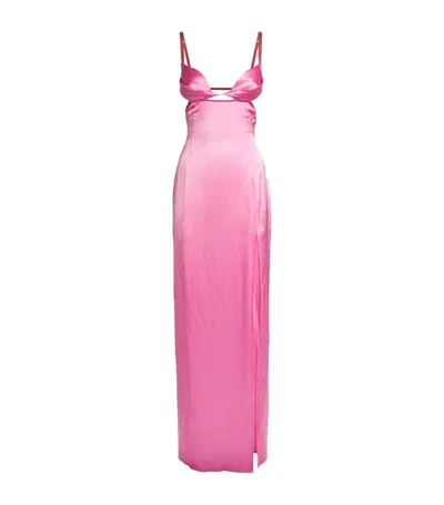 Nensi Dojaka Satin Double Petal Maxi Dress In Rosa