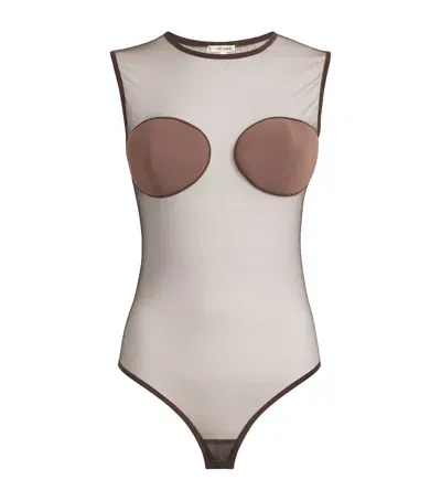 Nensi Dojaka Sheer Padded Bodysuit In Brown