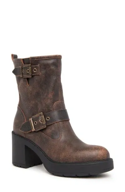 Nerogiardini Double Buckle Moto Bootie In Brown