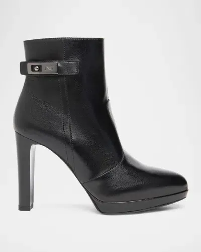 Nerogiardini Leather Platform Ankle Booties In Black